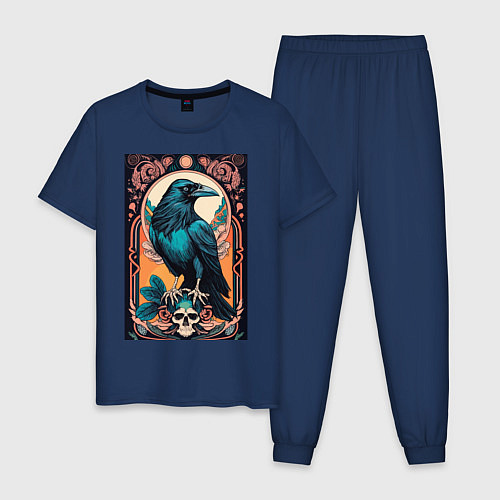 Мужская пижама Ворон в рамке / Тёмно-синий – фото 1