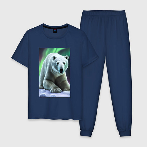 Мужская пижама Полярный медведь на снегу / Тёмно-синий – фото 1