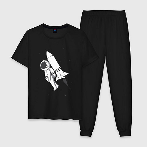 Мужская пижама Полёт на ракете / Черный – фото 1