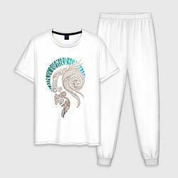 Пижама хлопковая мужская Бог западных славян - рунический орнамент, цвет: белый