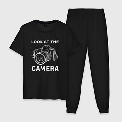 Пижама хлопковая мужская Смотри в камеру, цвет: черный