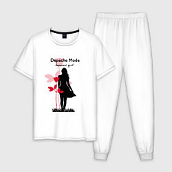 Пижама хлопковая мужская Depeche Mode - Happiest Girl Collage, цвет: белый