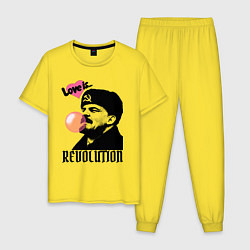 Пижама хлопковая мужская Ленин любовь и революция, цвет: желтый