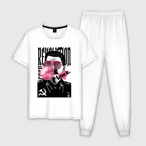 Мужская пижама Сталин любовь революция и жвачка / Белый – фото 1