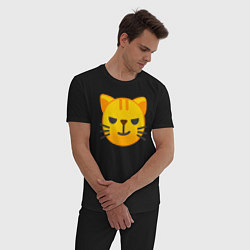 Пижама хлопковая мужская Жёлтый котёнок хитрит, цвет: черный — фото 2