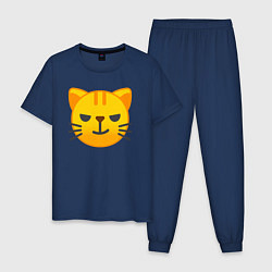 Пижама хлопковая мужская Жёлтый котёнок хитрит, цвет: тёмно-синий