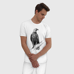 Пижама хлопковая мужская Орёл на ветке, цвет: белый — фото 2