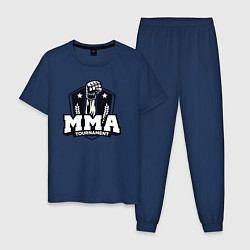 Пижама хлопковая мужская Турнир MMA, цвет: тёмно-синий