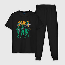 Пижама хлопковая мужская Alien area, цвет: черный