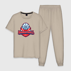 Пижама хлопковая мужская Basketball game, цвет: миндальный