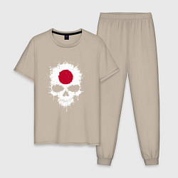 Пижама хлопковая мужская Череп Япония, цвет: миндальный