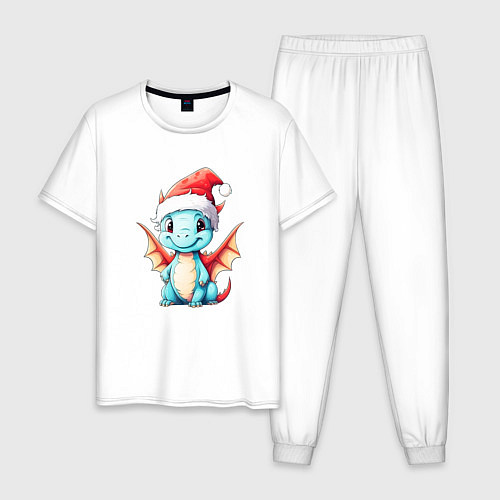 Мужская пижама Милый новогодний дракошка / Белый – фото 1