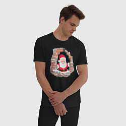 Пижама хлопковая мужская Дедушка мороз из стены, цвет: черный — фото 2