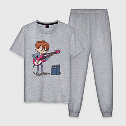 Пижама хлопковая мужская Мальчик с гитарой, цвет: меланж