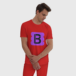 Пижама хлопковая мужская Буква В, цвет: красный — фото 2