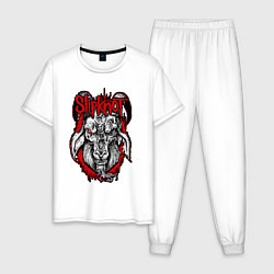 Пижама хлопковая мужская Slipknot - rotten goat, цвет: белый