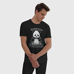 Пижама хлопковая мужская Panda volleyball, цвет: черный — фото 2
