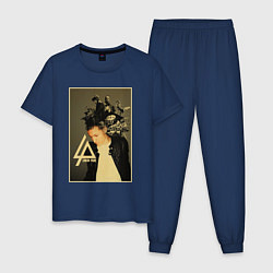 Пижама хлопковая мужская Chester Bennington - group, цвет: тёмно-синий