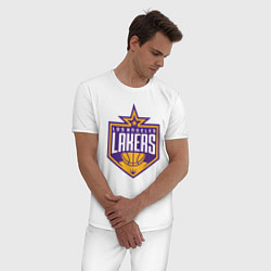 Пижама хлопковая мужская Los Angelas Lakers star, цвет: белый — фото 2