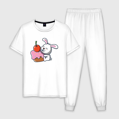 Мужская пижама Зайка сладкоежка / Белый – фото 1