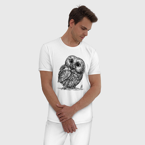 Мужская пижама Совёнок гравюра / Белый – фото 3