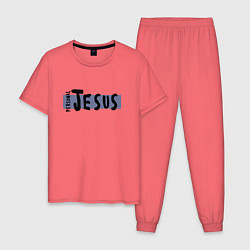 Пижама хлопковая мужская Depeche Mode - personal jesus logo, цвет: коралловый