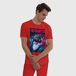 Пижама хлопковая мужская Santa Claus - cyber dragon year, цвет: красный — фото 2