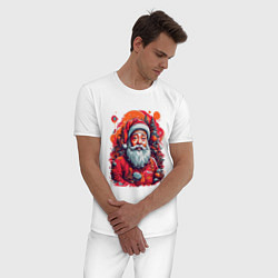 Пижама хлопковая мужская Санта Клаус, цвет: белый — фото 2