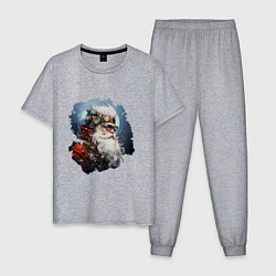 Пижама хлопковая мужская Санта Клаус стимпанк, цвет: меланж