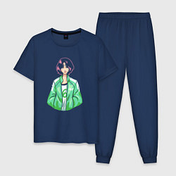 Пижама хлопковая мужская Сэ Бёк 067 - Игра в кальмара, цвет: тёмно-синий