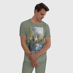 Пижама хлопковая мужская Фрирен провожающая в путь, цвет: авокадо — фото 2