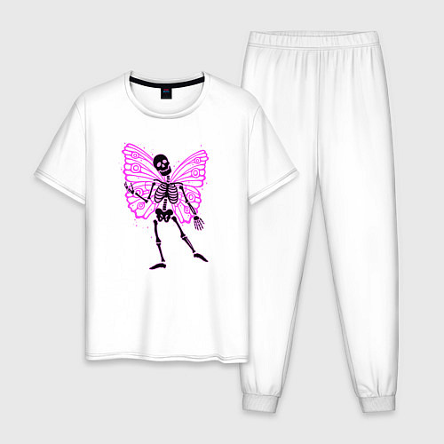 Мужская пижама Скелет-бабочка / Белый – фото 1