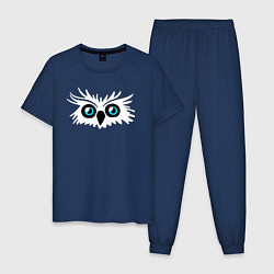 Пижама хлопковая мужская Взьерошеная сова, цвет: тёмно-синий