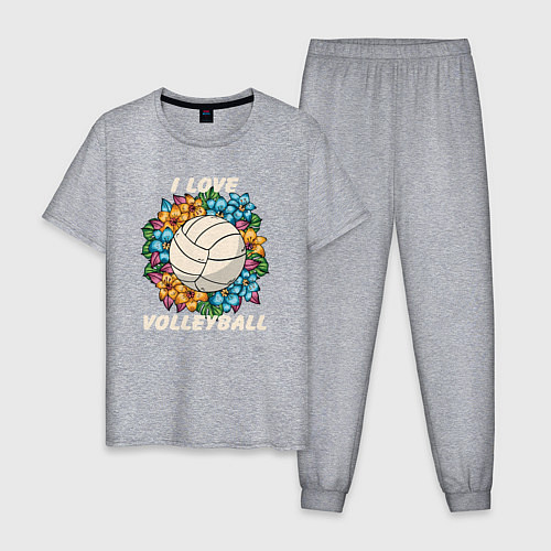 Мужская пижама I love volleyball / Меланж – фото 1