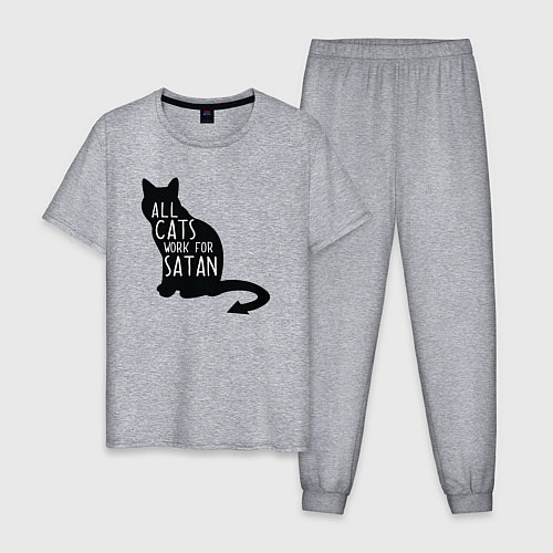 Мужская пижама Все кошки работают на сатану / Меланж – фото 1