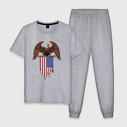 Пижама хлопковая мужская США орёл, цвет: меланж