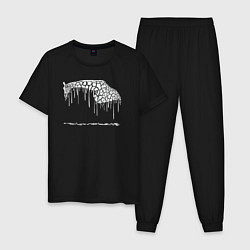 Пижама хлопковая мужская Стекающий жираф, цвет: черный