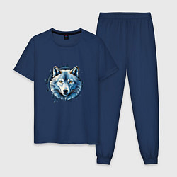 Пижама хлопковая мужская Полярный волк, цвет: тёмно-синий