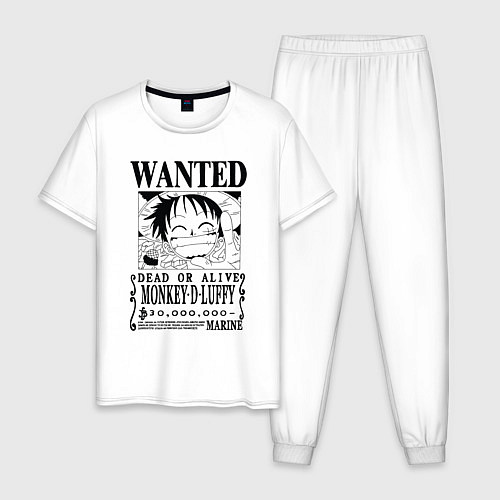 Мужская пижама Первая листовка Луффи Ван Пис / Белый – фото 1