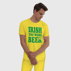 Пижама хлопковая мужская Irish you were beer, цвет: желтый — фото 2