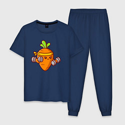 Пижама хлопковая мужская Морковь на спорте, цвет: тёмно-синий