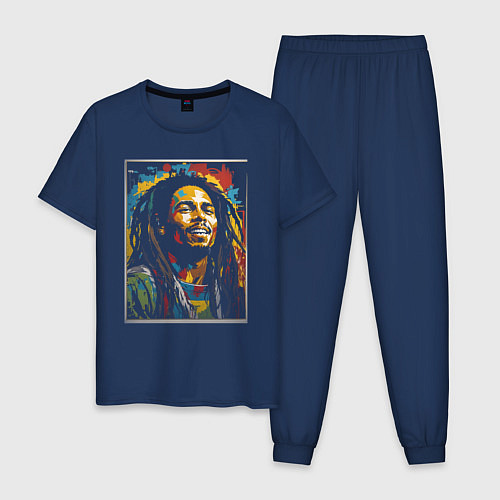 Мужская пижама Боб Марли портрет / Тёмно-синий – фото 1