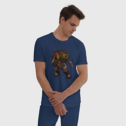Пижама хлопковая мужская Орк указующий, цвет: тёмно-синий — фото 2