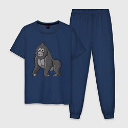 Пижама хлопковая мужская Милая горилла, цвет: тёмно-синий