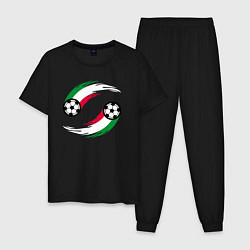 Пижама хлопковая мужская Итальянские мячи, цвет: черный
