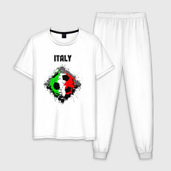 Пижама хлопковая мужская Команда Италии, цвет: белый