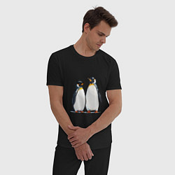 Пижама хлопковая мужская Друзья-пингвины, цвет: черный — фото 2