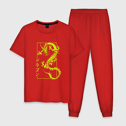 Мужская пижама Тату с драконом / Красный – фото 1