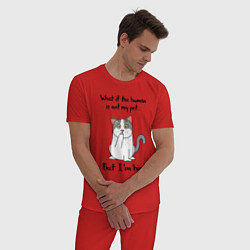 Пижама хлопковая мужская Разве человек не мой питомец, цвет: красный — фото 2