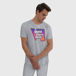 Пижама хлопковая мужская GTA 6 logo, цвет: меланж — фото 2